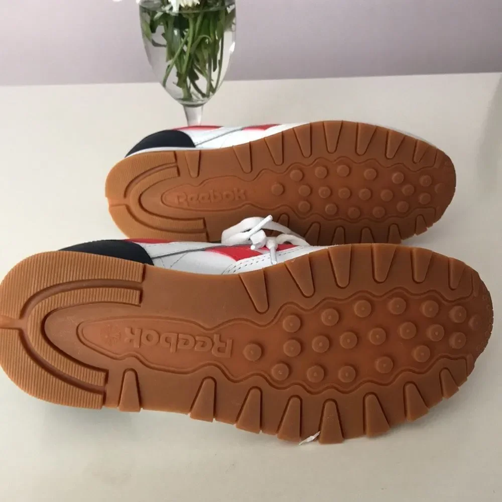Reebok Classic Leather Trainers White Blue Red size 6.5